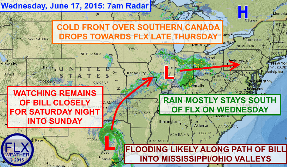A complex weather pattern is evolving across the eastern US that could bring flooding and strong thunderstorms to some areas into the weekend.