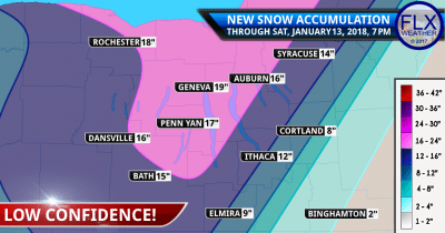 finger lakes weather forecast snow map friday january 12 2018 saturday january 13 2018 ice storm