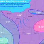 Updated expected snow accumulations. Most of this will fall on Wednesday. Click image to enlarge.