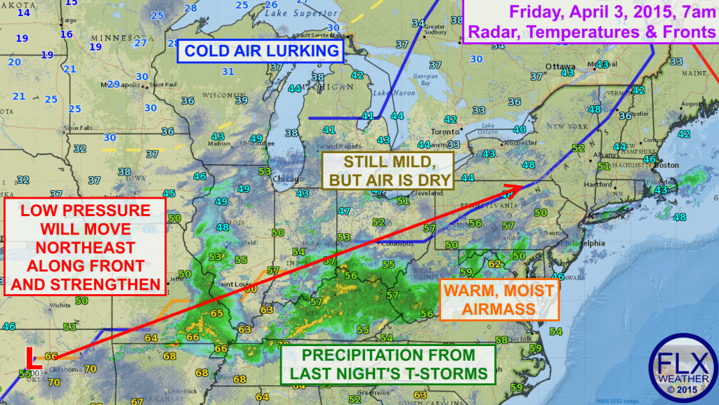 Low pressure will track along a frontal boundary to the southeast of the FLX tonight, drawing enough cold air in to change rain over to snow before dawn on Saturday.
