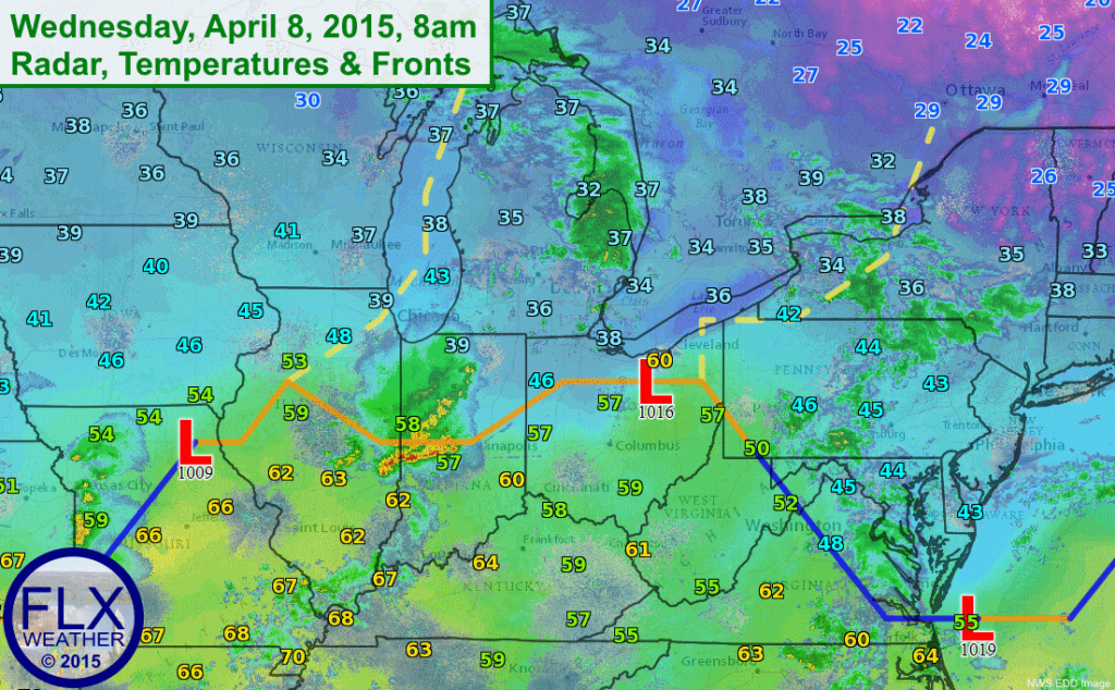 Occasional batches of showers will move through the Finger Lakes on Wednesday and Thursday as warmer air tries to move back into the region.