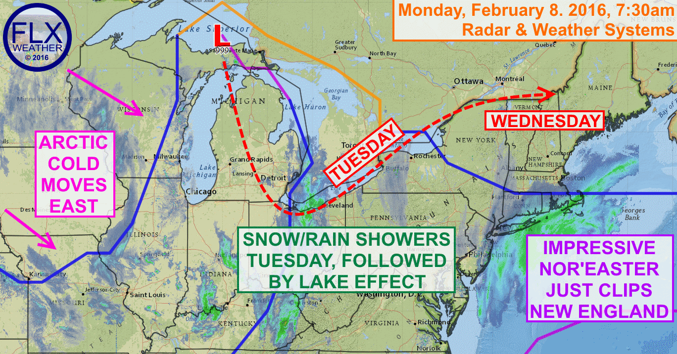 Low pressure will meander across the Great Lakes over the next few days, leaving a return to winter in its wake.