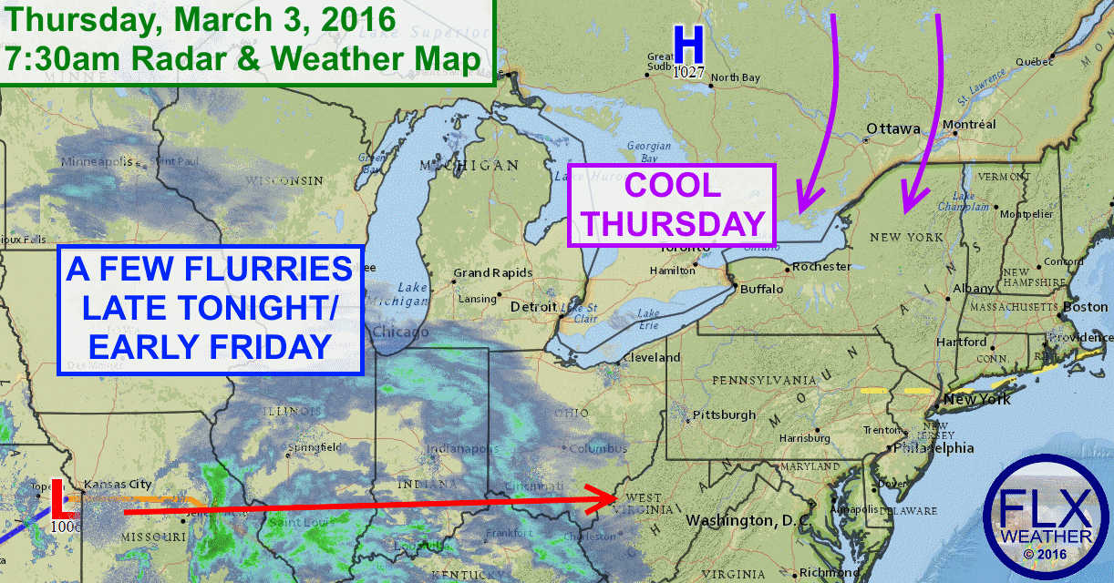 Mostly quiet weather is expected for the Finger Lakes through the weekend with gradually warming temperatures.