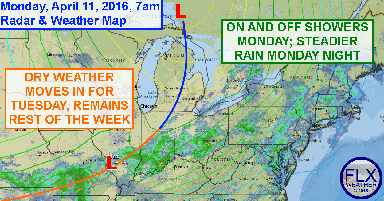 Rain showers will be persistent across the Finger Lakes on Monday, but gradually improving conditions are on the way.