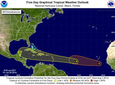 National Hurricane Center 5-day tropical outlook july 29 2016