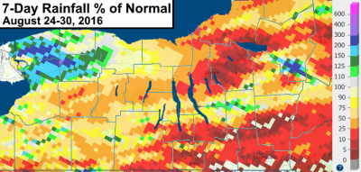 finger lakes drought weekly rain below normal
