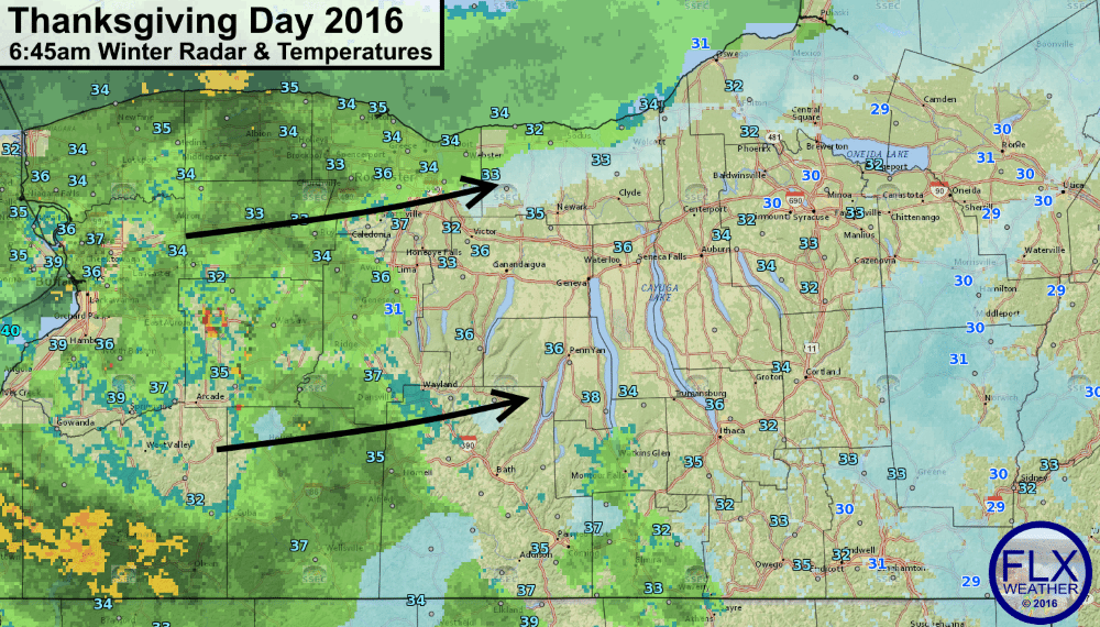 finger lakes weather thanksgiving morning ice mixed precipitation rain