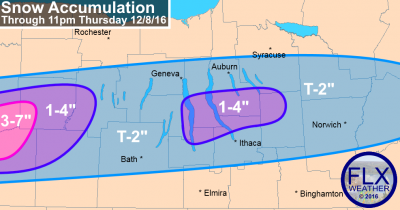 lake effect snow accumulation finger lakes thursday december 8 2016