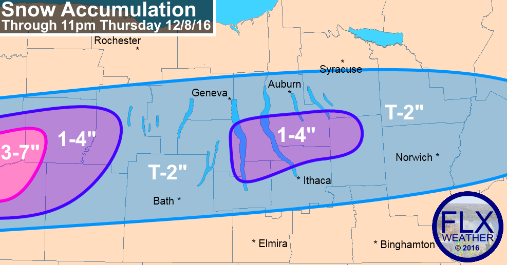 lake effect snow accumulation finger lakes thursday december 8 2016