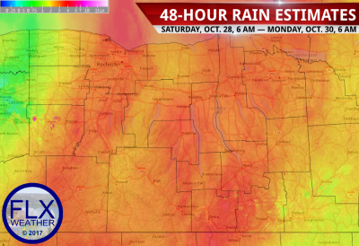 finger lakes weather rain estimates totals monday october 30 2017