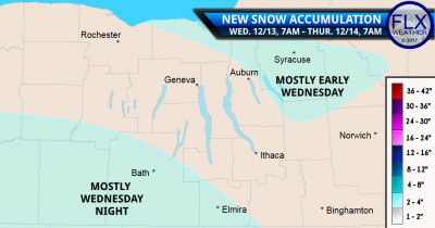 finger lakes weather forecast snow accumulation map wednesday december 13 2017