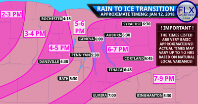 finger lakes weather forecast rain to ice transition time friday january 12 2018 flash freeze