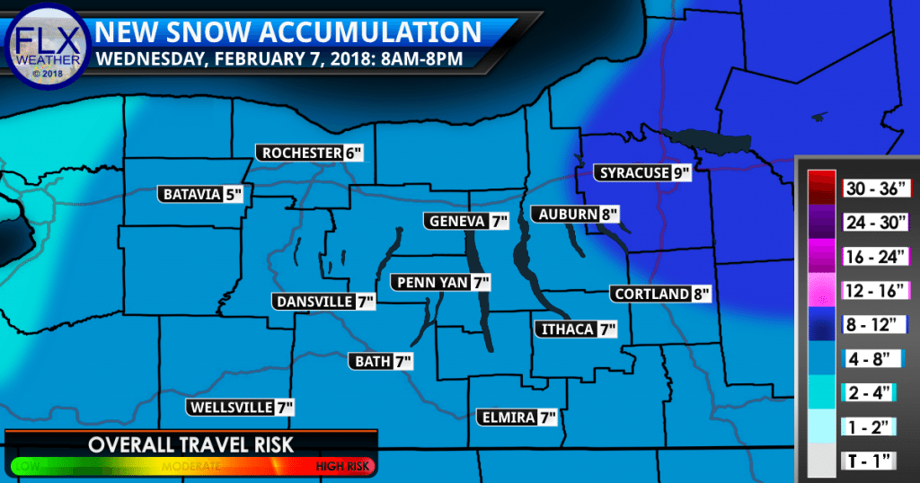 finger lakes weather forecast snow map wednesday february 7 2018 snow amounts