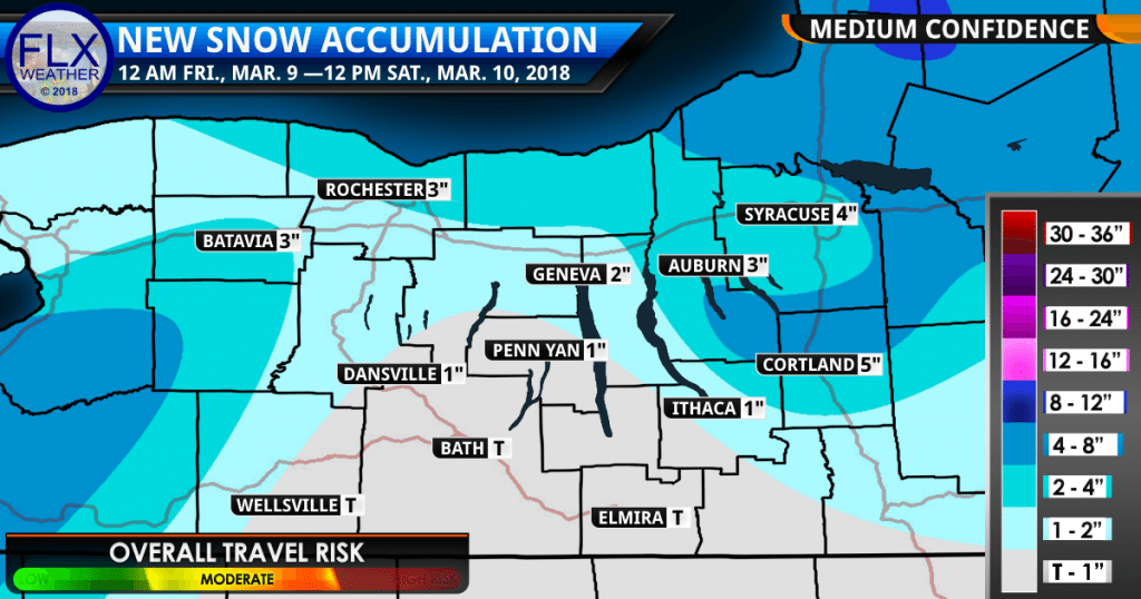 finger lakes weather forecast snow map friday march 9 2018 lake effect snow