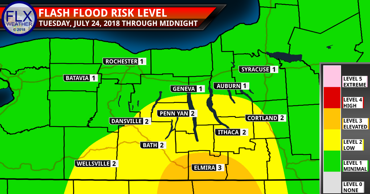 finger lakes weather forecast flash flood risk map tuesday july 24 2018
