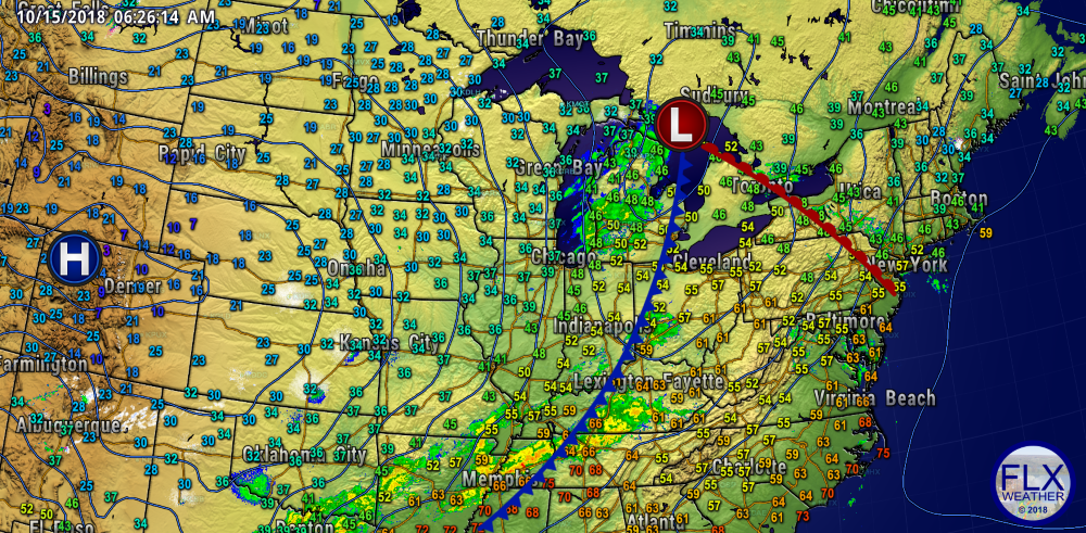 finger lakes weather surface weather map monday october 15 2018