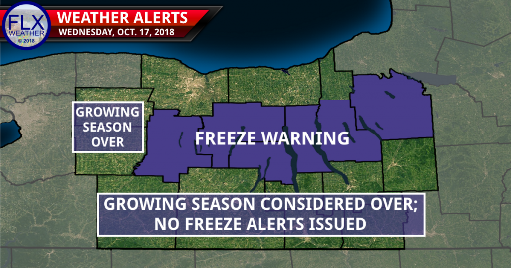 finger lakes weather freeze warning map wednesday october 17 2018