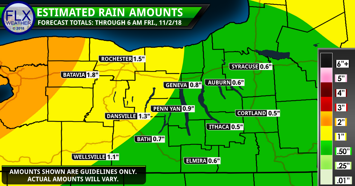 finger lakes weather forecast thursday november 1 2018 rain amounts map