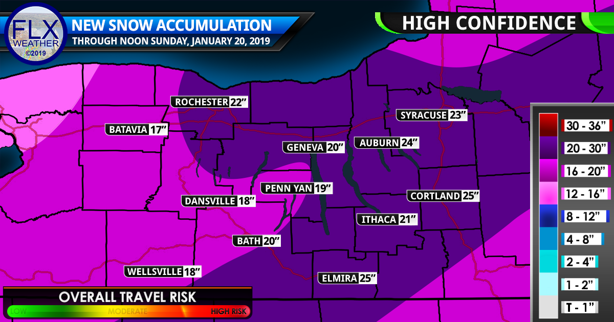 finger lakes weather forecast snow total map saturday january 19-sunday january 20 snow storm