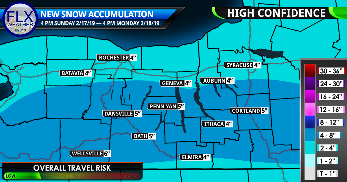 finger lakes weather forecast snow accumulation map sunday february 17 2019 monday february 18 2019