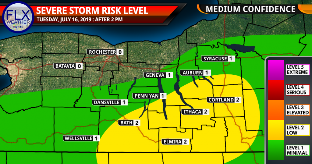 finger lakes weather forecast flash flood risk map tuesday july 16 2019 low flood risk